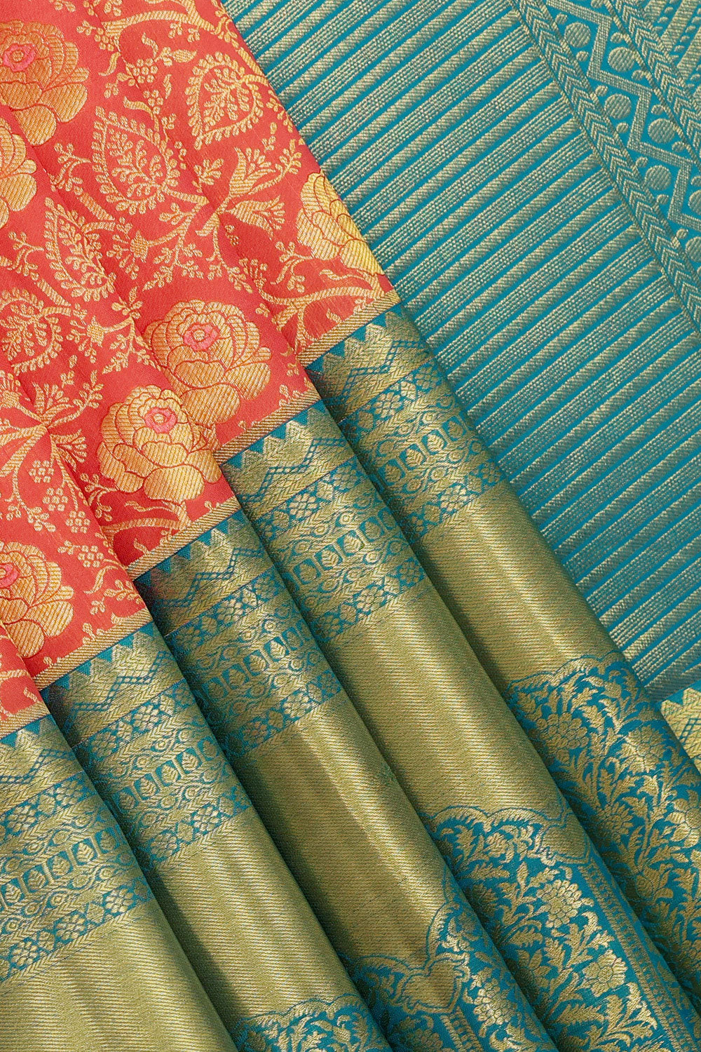 Collection of Kanchipattu Peach Saree in a gallery layout