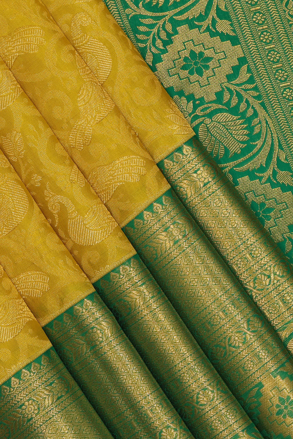 Collection of Kanchipattu Yellow Saree in a gallery layout