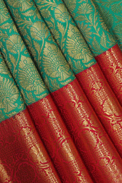 Image of Kanchipattu Pavada Sea Green Unstitched Set