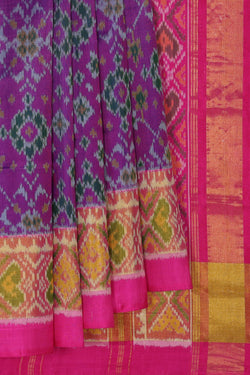 Collection of Rajkot Patola Silk Violet Saree in a gallery layout