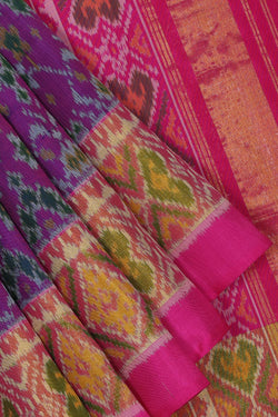 Collection of Rajkot Patola Silk Violet Saree in a gallery layout