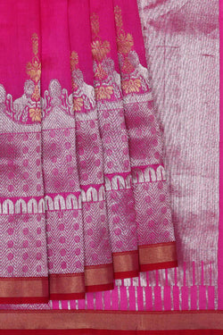 Collection of Chanderi Pink Saree in a gallery layout