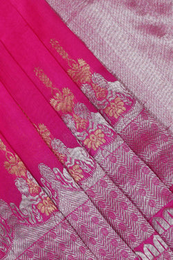 Collection of Chanderi Pink Saree in a gallery layout