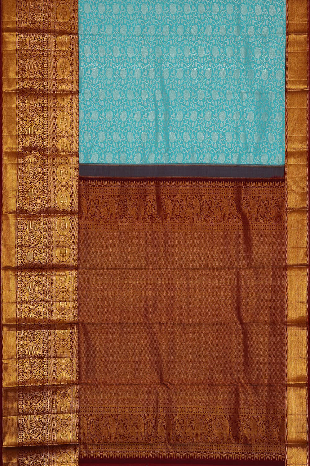 Image of Kanchipattu Blue Brocade Saree