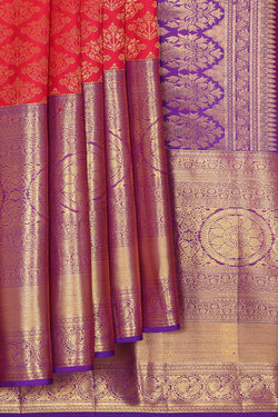 Collection of Kanchi Silk Brocade Fuchsia-Pink Saree in a gallery layout