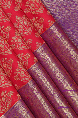 Collection of Kanchi Silk Brocade Fuchsia-Pink Saree in a gallery layout