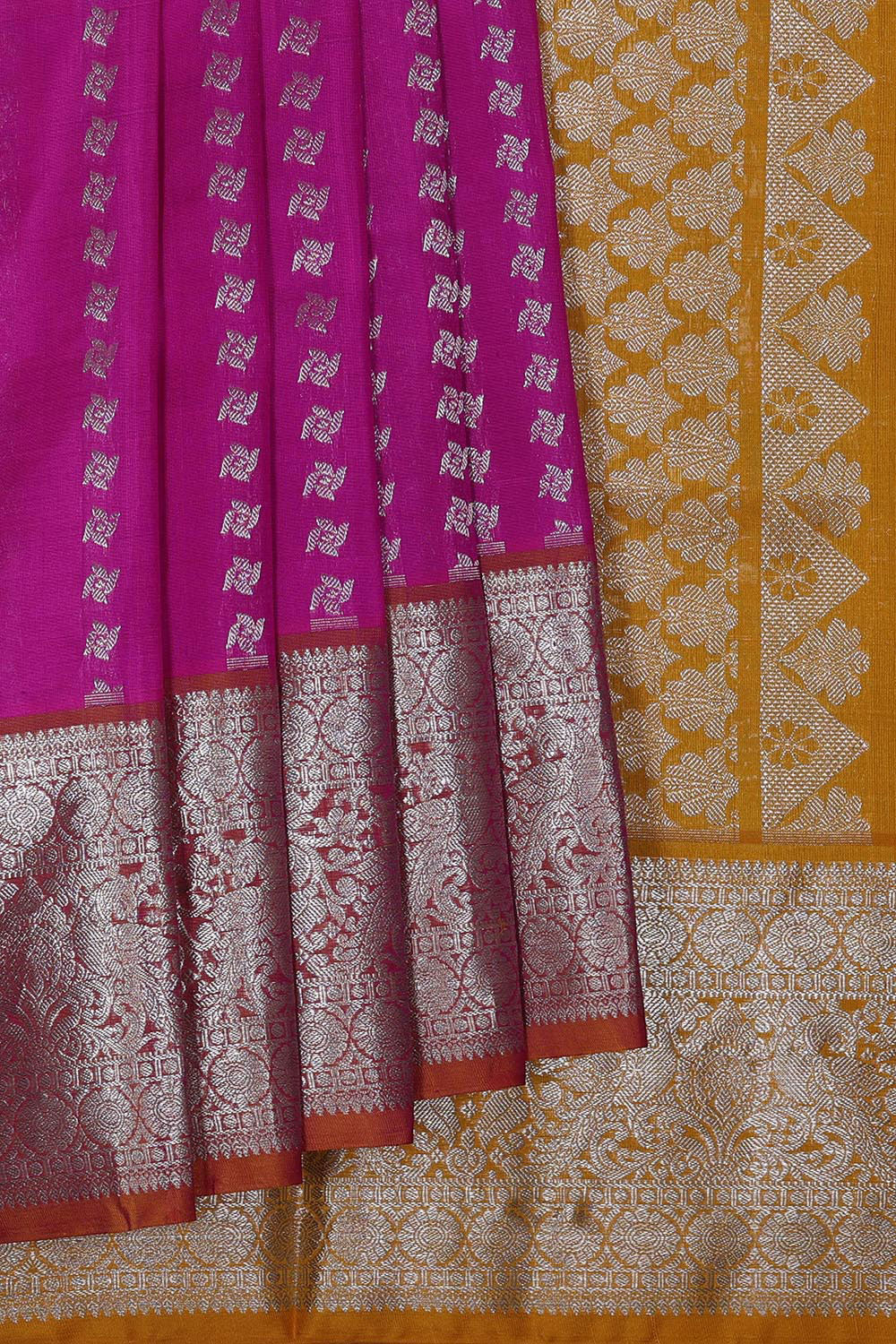 Collection of Venkatagiri-Silk Magenta-Pink Saree in a gallery layout