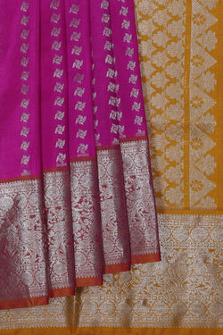 Image of Venkatagiri-Silk Magenta-Pink Saree