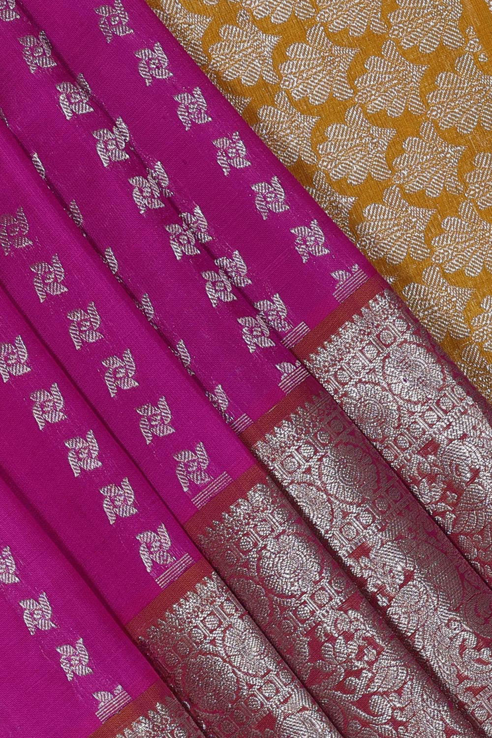 Collection of Venkatagiri-Silk Magenta-Pink Saree in a gallery layout