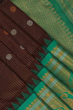 Collection of Gadwal Silk Brown Saree in a gallery layout