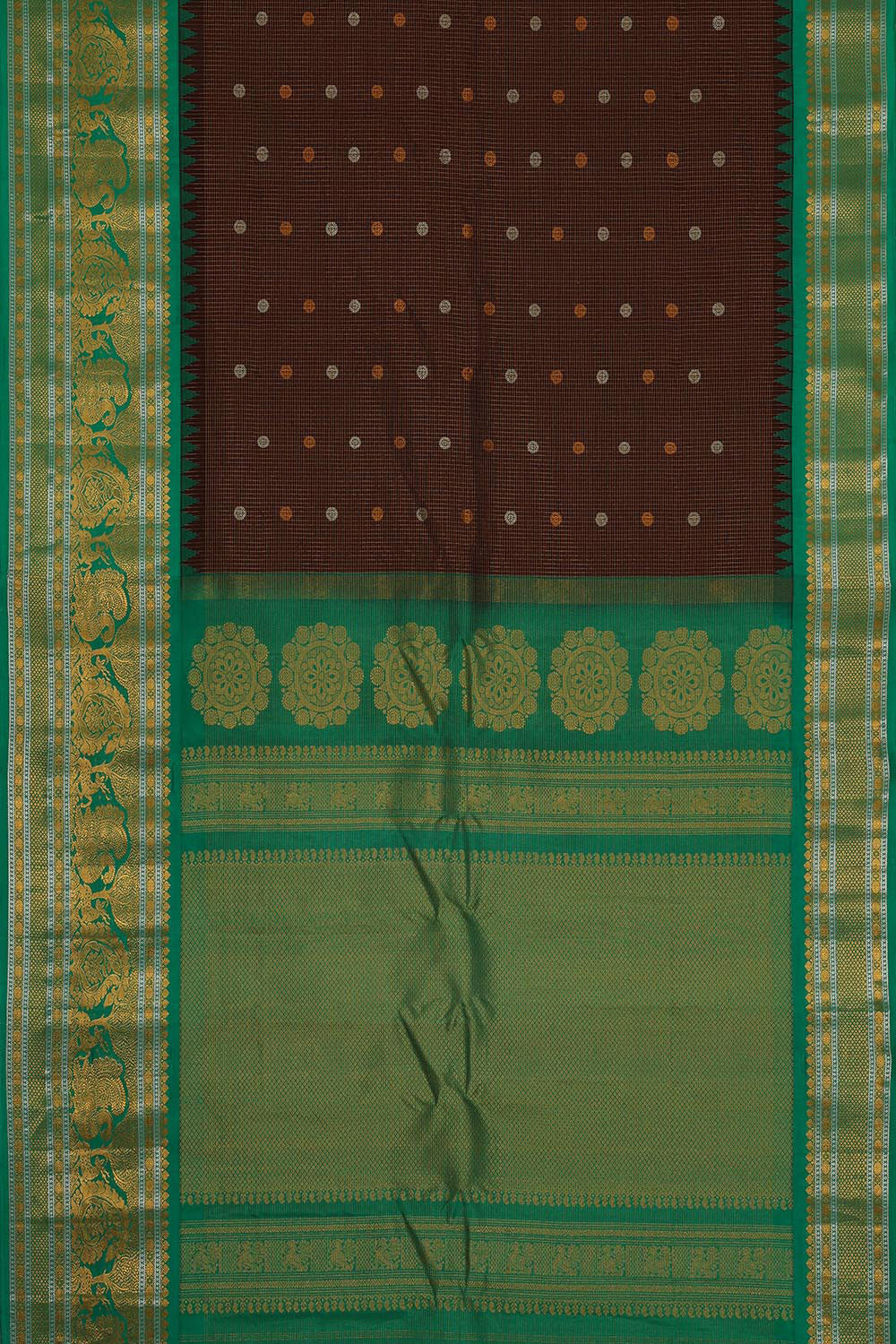 Collection of Gadwal Silk Brown Saree in a gallery layout