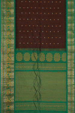 Collection of Gadwal Silk Brown Saree in a gallery layout