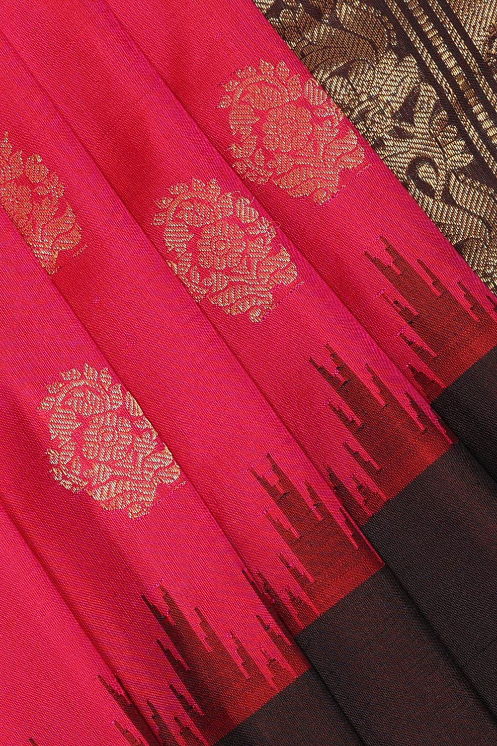 Image of Gadwal Silk Pink Saree