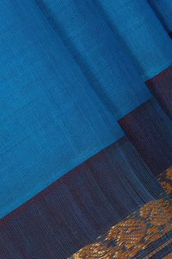 Collection of Gadwal Cotton Ocean Blue Saree in a gallery layout