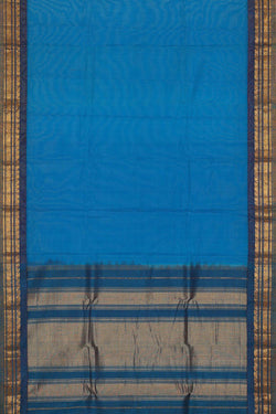 Collection of Gadwal Cotton Ocean Blue Saree in a gallery layout