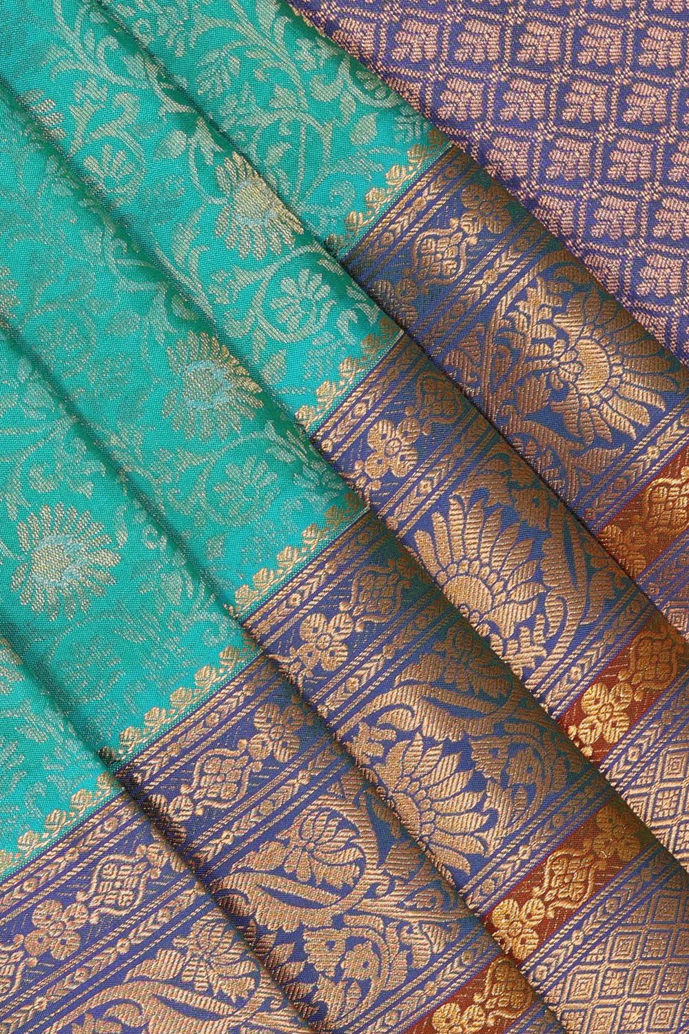 Image of Gadwal Silk Sea-Green Saree