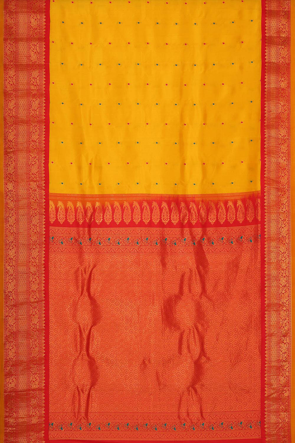 Gadwal Silk Haldi Yellow Saree