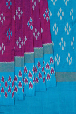 Collection of Pochampally-Silk Magenta-Pink Saree in a gallery layout