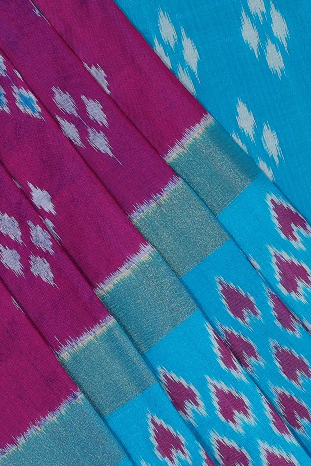 Collection of Pochampally-Silk Magenta-Pink Saree in a gallery layout