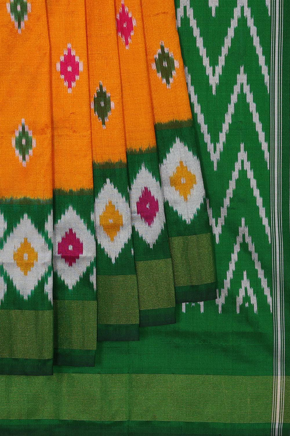 Collection of Pochampally-Silk Yellow Saree in a gallery layout