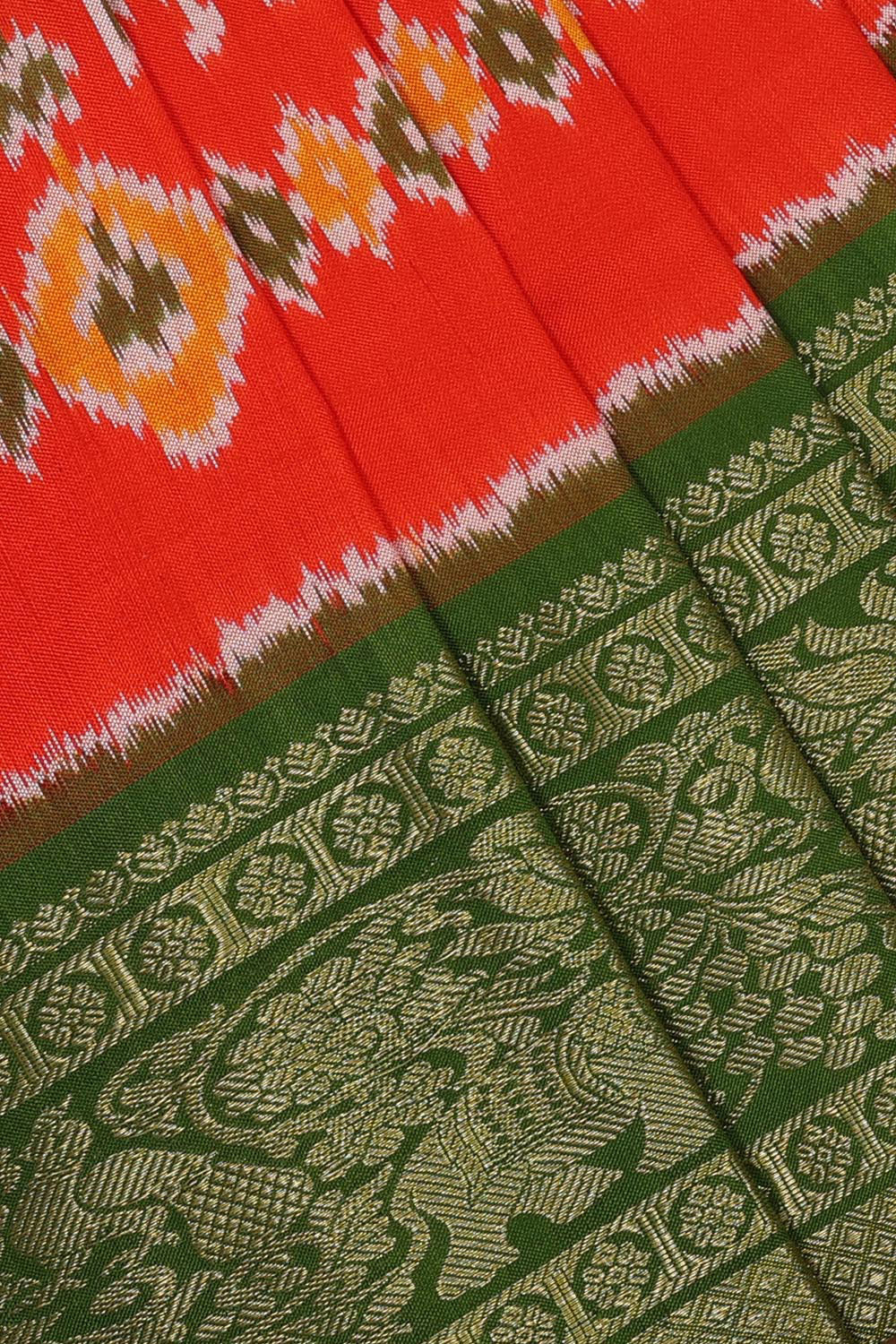 Collection of Pochampally-Silk Pavada Unstitched Set in a gallery layout