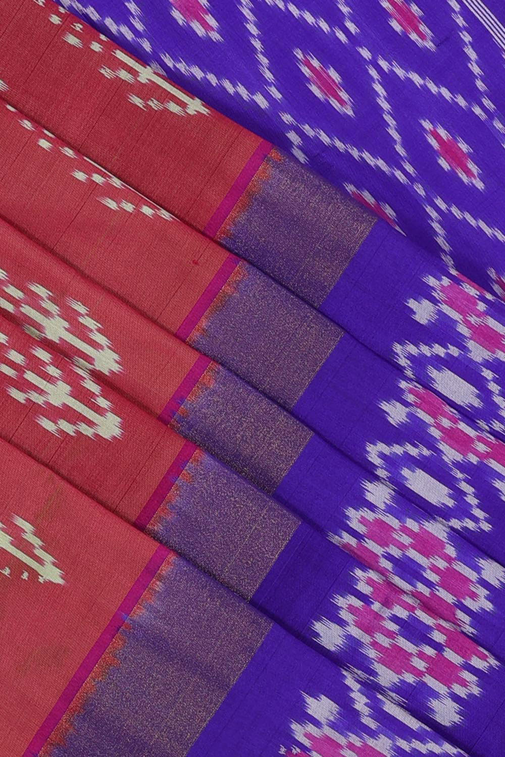 Collection of Pochampally-Silk Rosewood-Pink Saree in a gallery layout