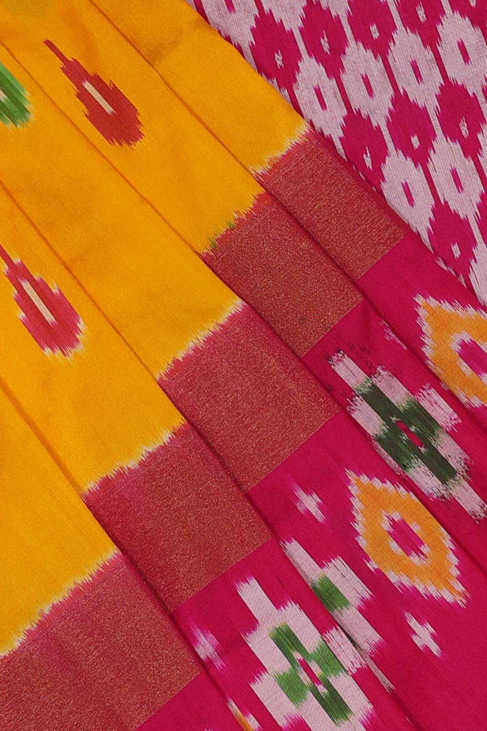 Collection of Pochampally-Silk Yellow Saree in a gallery layout