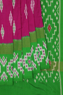 Collection of Pochampally-Silk Magenta-Pink Saree in a gallery layout