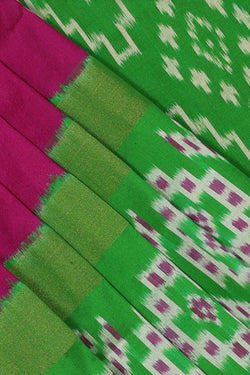 Collection of Pochampally-Silk Magenta-Pink Saree in a gallery layout