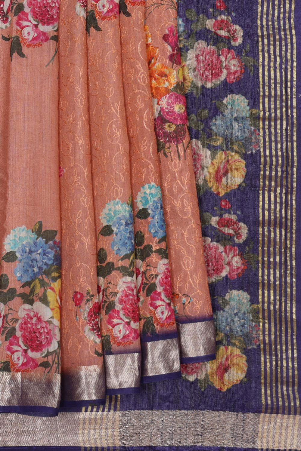 Collection of Banarasi Tussar-Silk Peach Saree in a gallery layout