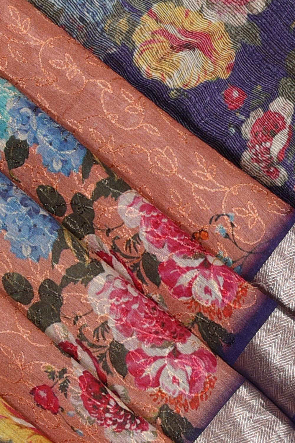 Image of Banarasi Tussar-Silk Peach Saree