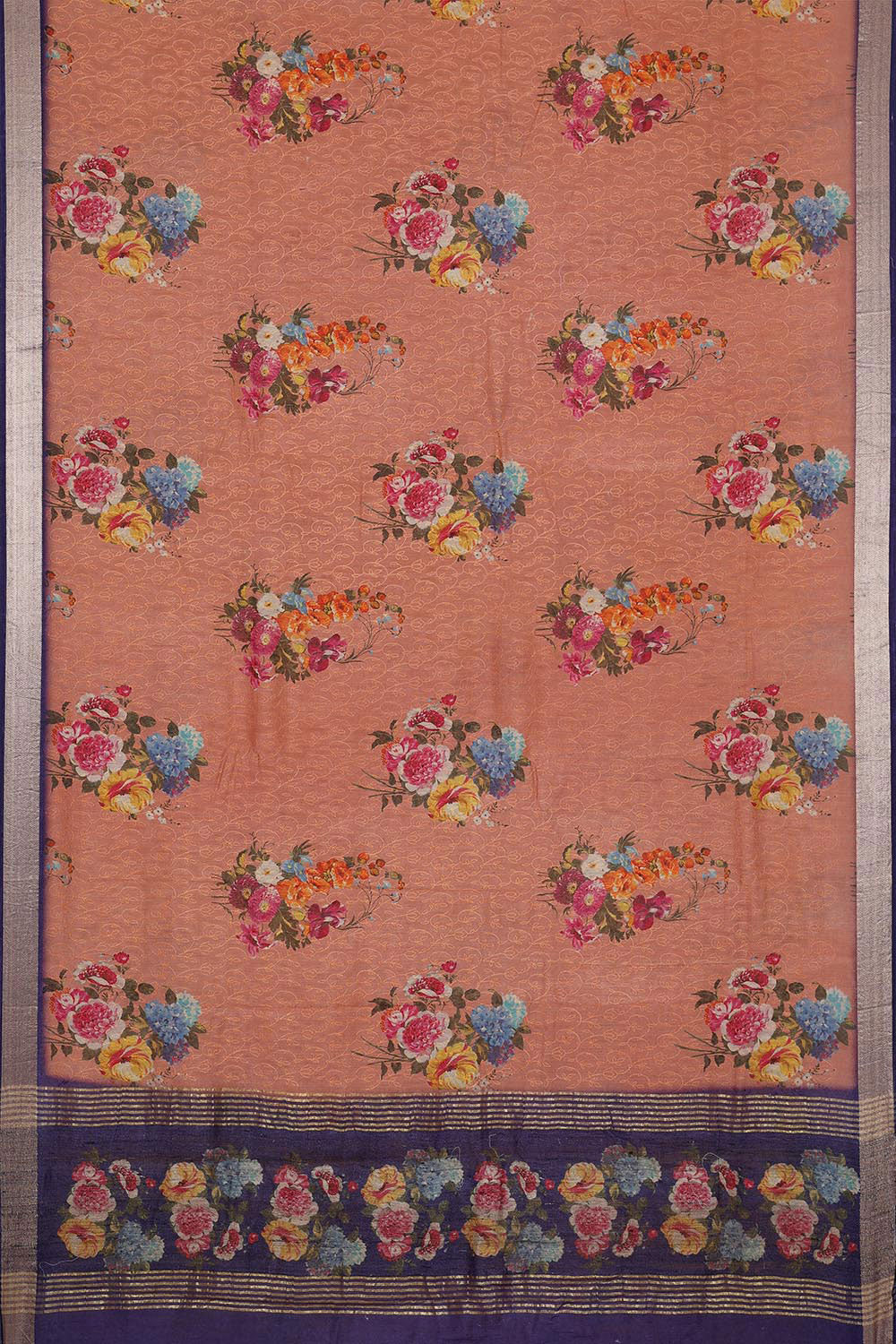 Image of Banarasi Tussar-Silk Peach Saree