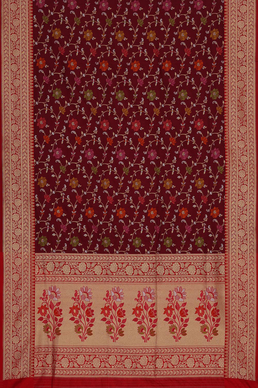 Collection of Banarasi Silk Deep-Wine Red Saree in a gallery layout