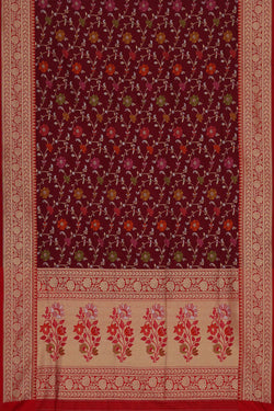 Collection of Banarasi Silk Deep-Wine Red Saree in a gallery layout