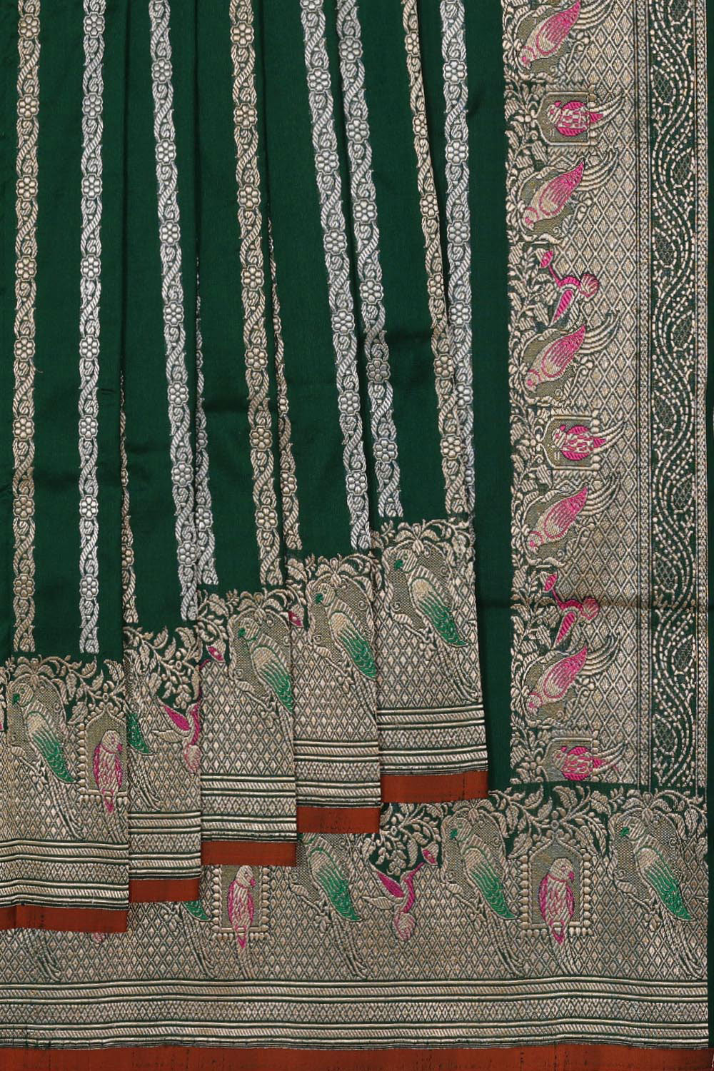 Collection of Banarasi Silk Bottle-Green Saree in a gallery layout