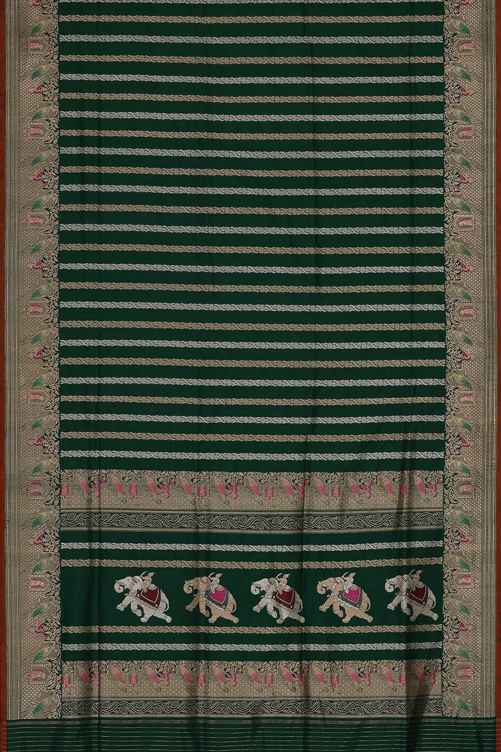 Collection of Banarasi Silk Bottle-Green Saree in a gallery layout