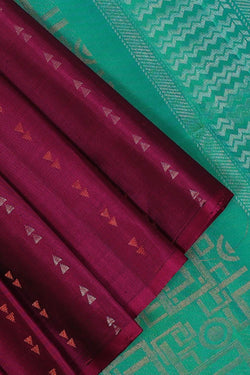 Collection of Gorgeous Soft-Silk Deep-Wine Violet Saree in a gallery layout