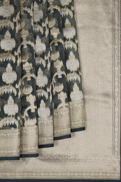 Collection of Kora Grey Saree in a gallery layout