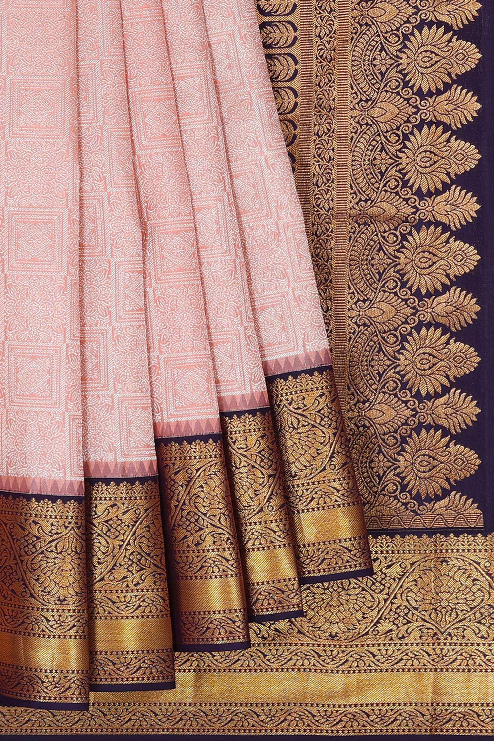 Image of Kanchipattu Peach Brocade Saree