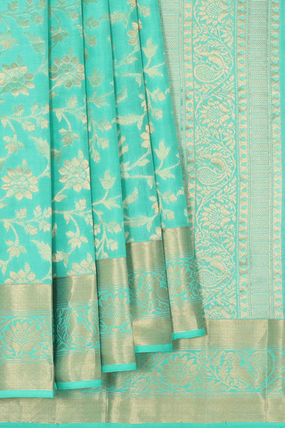 Image of Kanchipattu Light Sea Green Brocade Saree