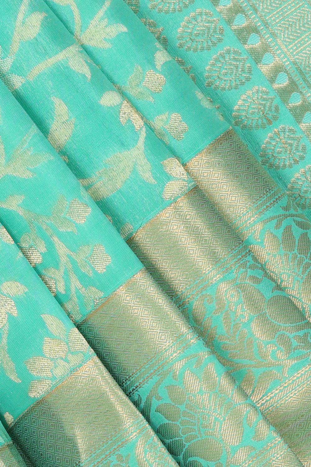 Image of Kanchipattu Light Sea Green Brocade Saree