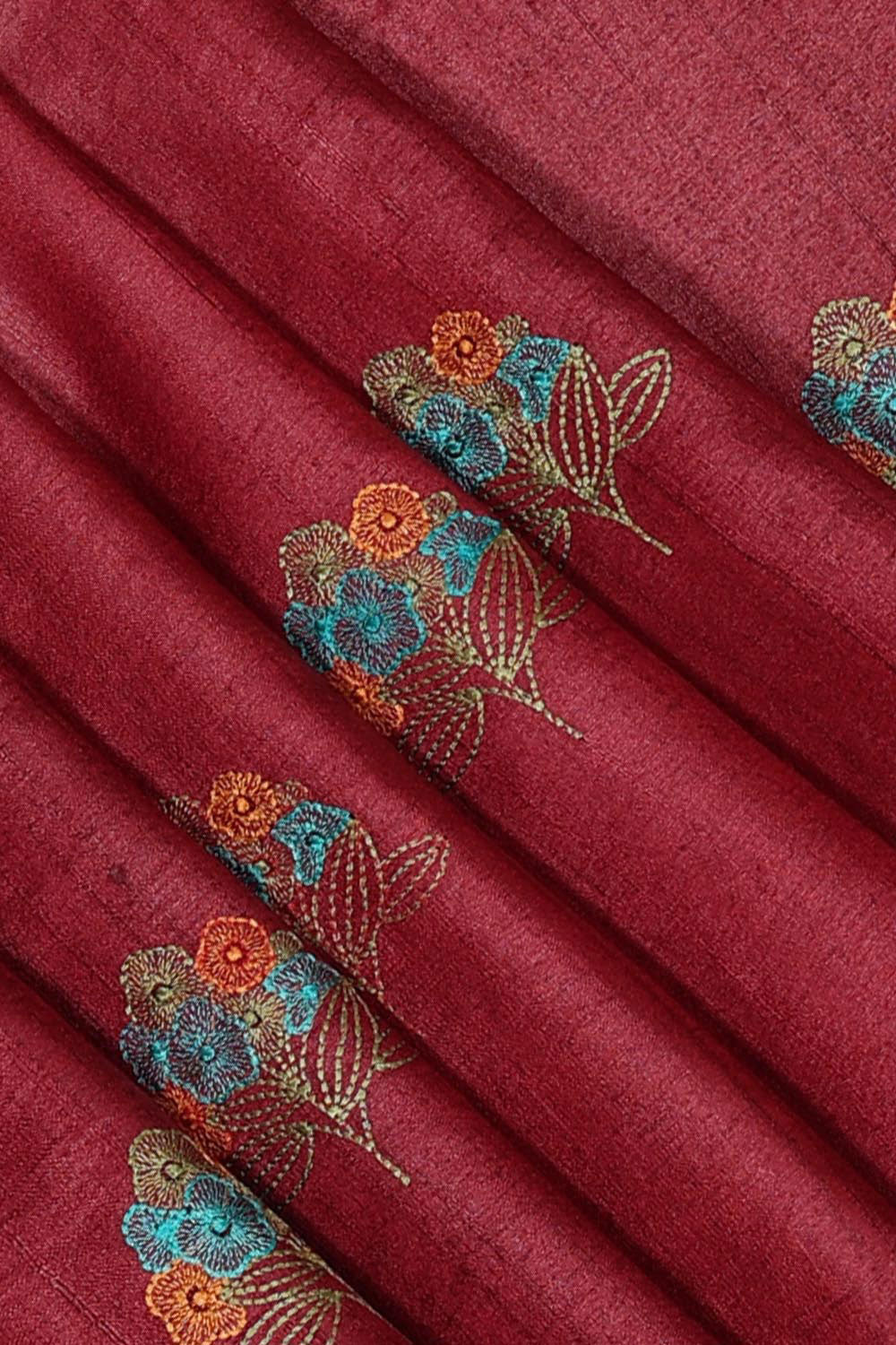 Tussar-Silk Plum-Maroon Saree