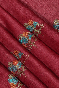 Image of Tussar-Silk Plum-Maroon Saree