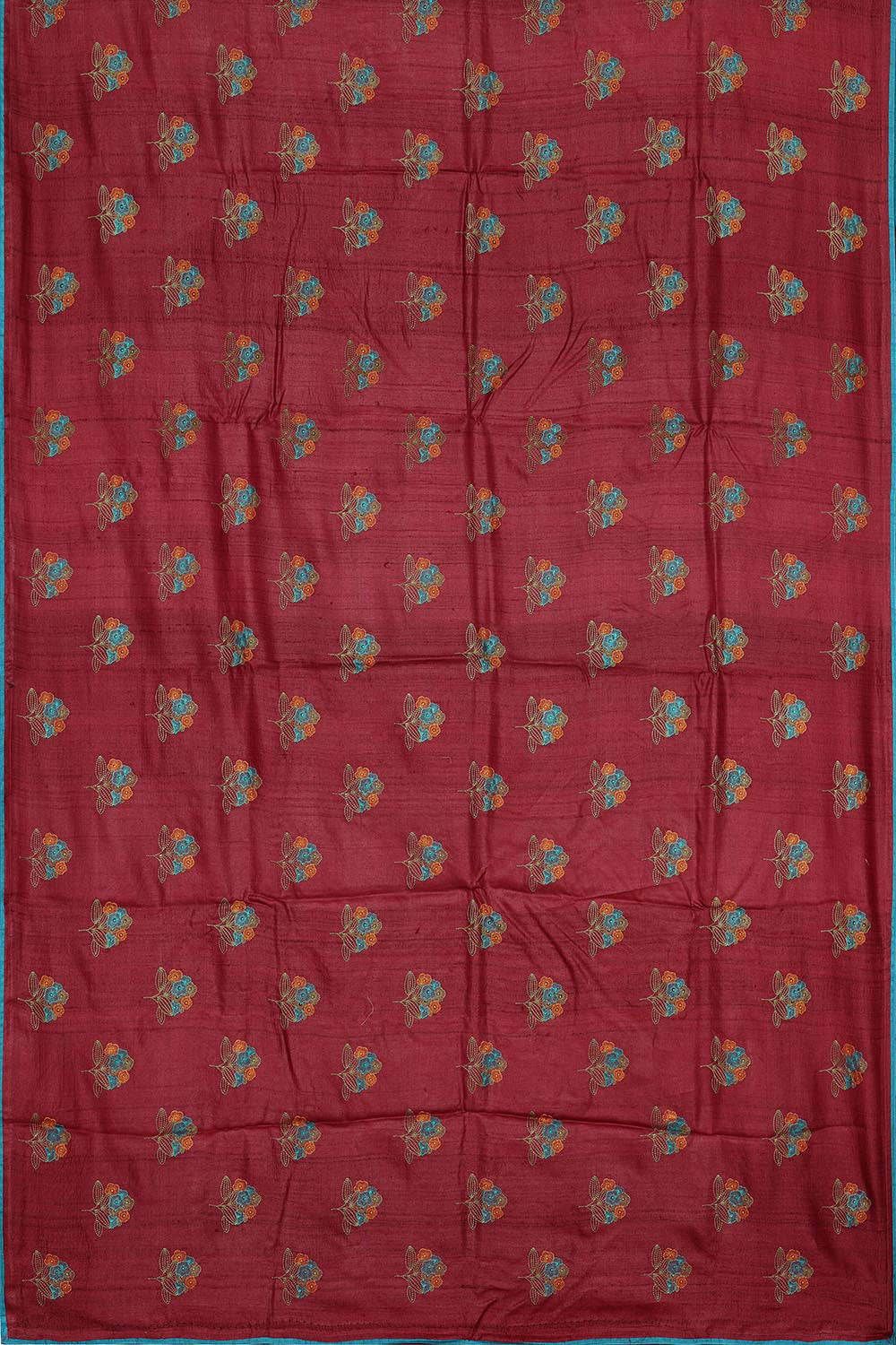 Tussar-Silk Plum-Maroon Saree