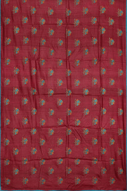 Image of Tussar-Silk Plum-Maroon Saree