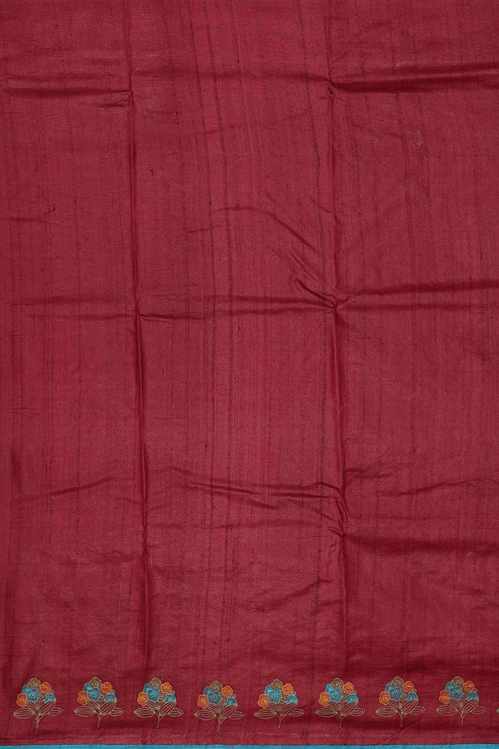 Tussar-Silk Plum-Maroon Saree