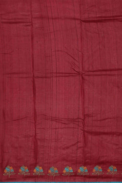 Image of Tussar-Silk Plum-Maroon Saree