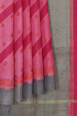 Collection of Tussar-Silk Pink Saree in a gallery layout