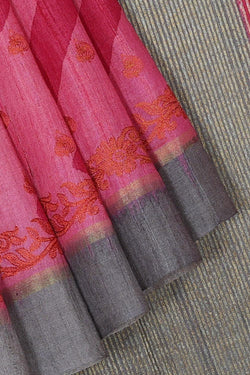 Collection of Tussar-Silk Pink Saree in a gallery layout