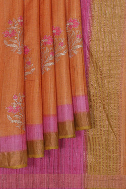 Collection of Tussar-Silk Embroidery Work Saree in a gallery layout